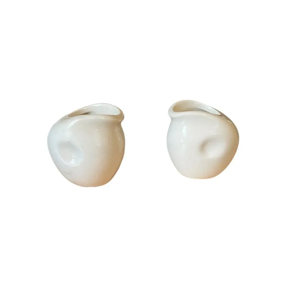 Pair Vintage Midcentury Anfora Pinched Porcelain Individual Creamer/Condiment